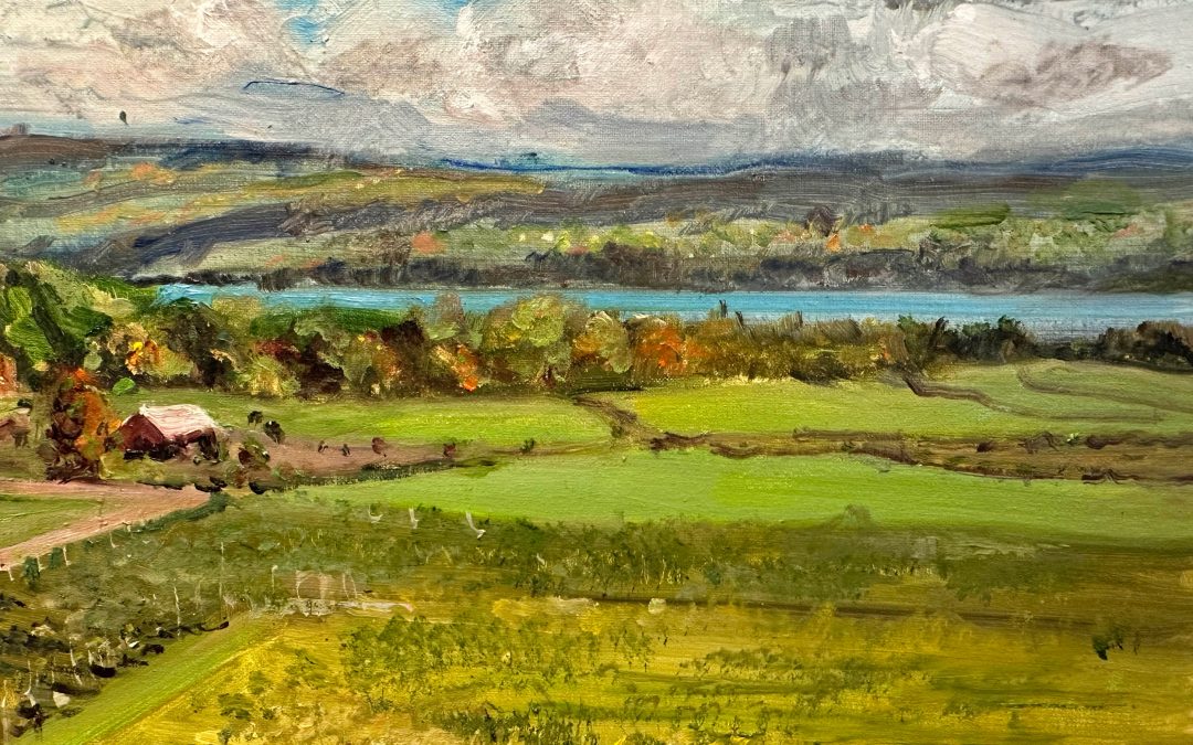 Bruce Baxter "Heron Hill View in October" original 9x12 oil painting on panel $600.