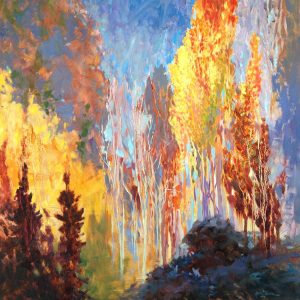 Anne L. Bialke "Towers of Gold" 24x24 oil $1,100.