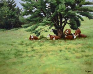 Bibi S. Brion "The Cattle and the Pine" 16x20 oil $1,975.