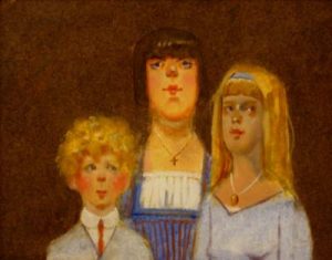 Thomas Buechner "English Kids and Governess" 11x14 oil $2,500