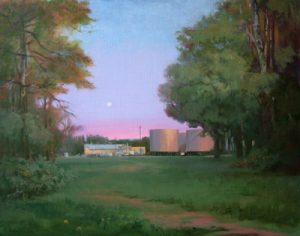 Thomas S. Buechner "Factory in the Woods/Big Flats Tanks" 24x30 unframed oil $5,720.