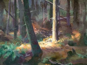 Thomas S. Buechner "Forest Sunlight" 8x10 unframed oil $1,870.