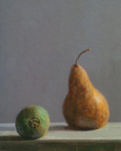 Thomas S. Buechner "Pear and Kiwi" 10x8 oil $1,970.