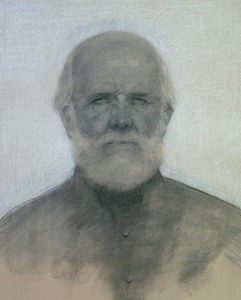 Thomas S. Buechner "Self Portrait" 21.5x18 charcoal $3,500.
