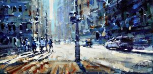 Richell Castellon "NY 5th Ave" 8x16 acrylic on gallery wrapped canvas $350.