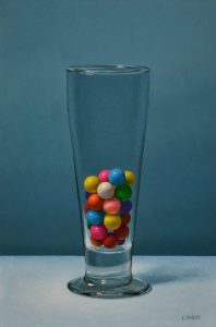 Trish Coonrod "Gumballs in a Glass" 12x8 oil $1,450.