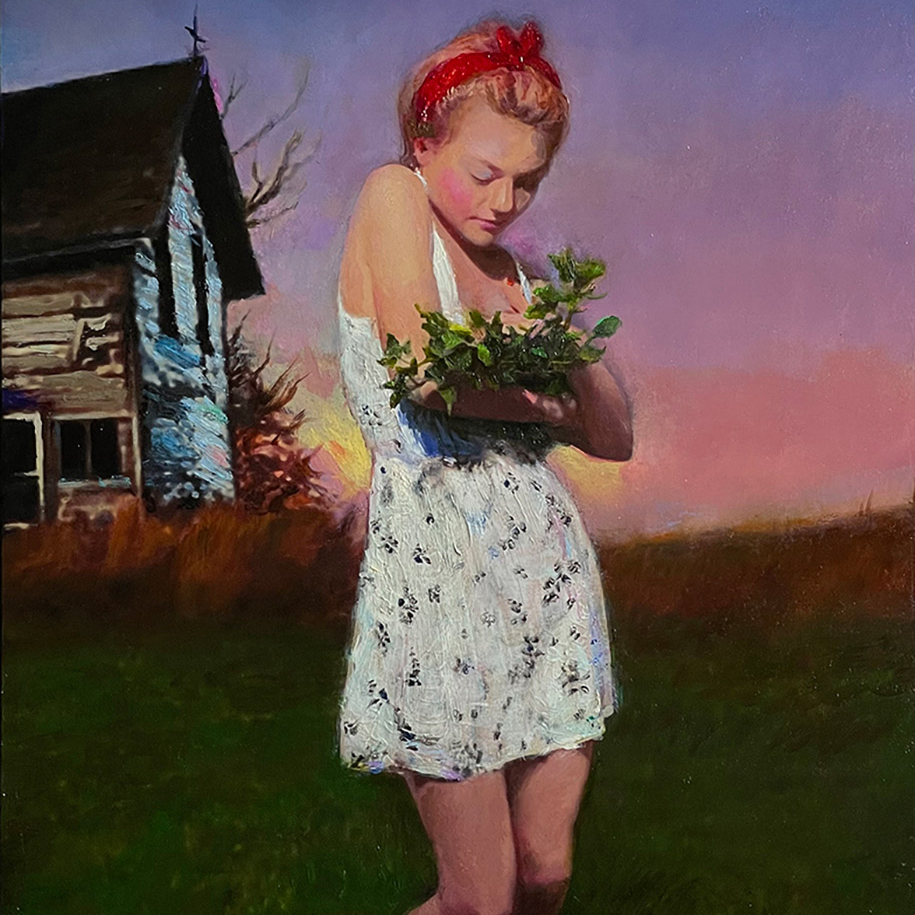 Amy Hutto "Stalwart" (bison) 30x40 acrylic with gold leaf on gallery wrapped canvas $1,975. SOLD