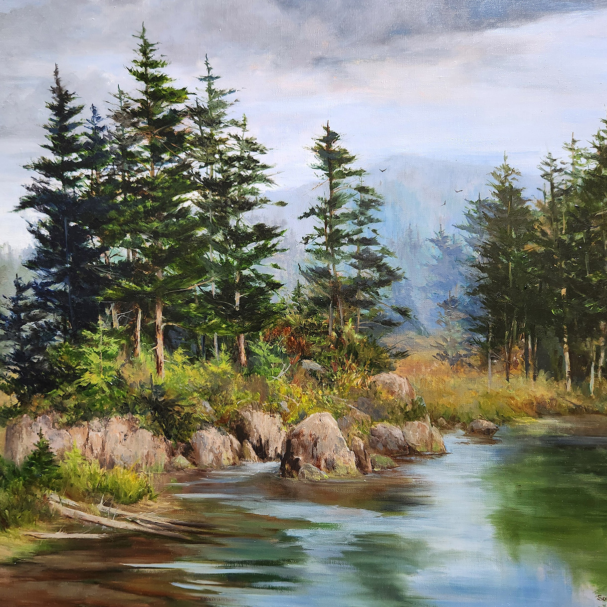 Amy Hutto "Stalwart" (bison) 30x40 acrylic with gold leaf on gallery wrapped canvas $1,975. SOLD