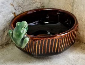 Carolyn Dilcher-Stutz "Tiny Frog Bowl - Brown" $40. Inquire on availability