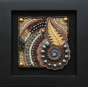 San Fortune "Exploration No. 1" 3.5x3.5 bead embroidery $275. SOLD