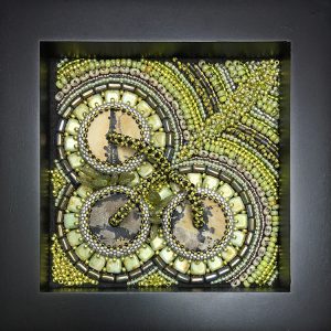 San Fortune "Exploration No. 3" 3.5x3.5 bead embroidery $300.
