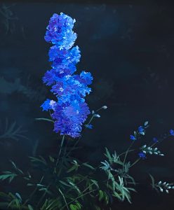 Tom Gardner "Blue Flowers" 18x16 oil $1,300.