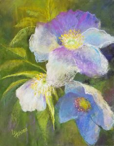 Linda Hansee "Blue Roses" 13.25x9.75 pastel $650.