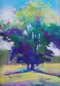 Linda Hansee "Tree in Summer" (Summer Tree) 8x5.5 pastel $250.