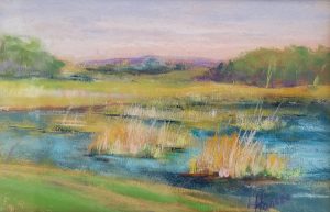 Linda Hansee "The Marsh at Sunset" 6x9 pastel $250.