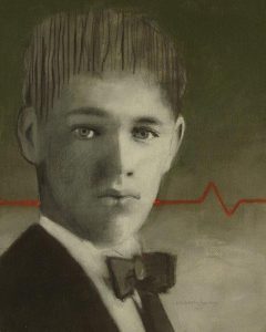 Edd Tokarz Harnas "Boy Band Reject" 10x8 mixed media $170. SOLD