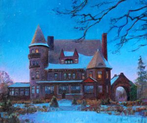 Brian Hart "The Castle in Winter" (Belhurst Castle) 11x14 oil $825.