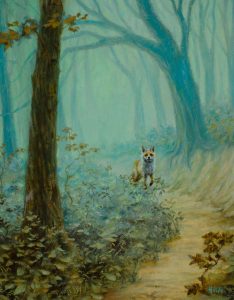 Dana Hawk "Little Fox in the Forest" 14x11 oil $1,100.