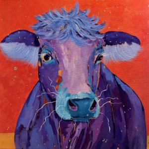 Amy Hutto "Andy's Cow" 20x20 acrylic/gold leaf $625. gallery wrap