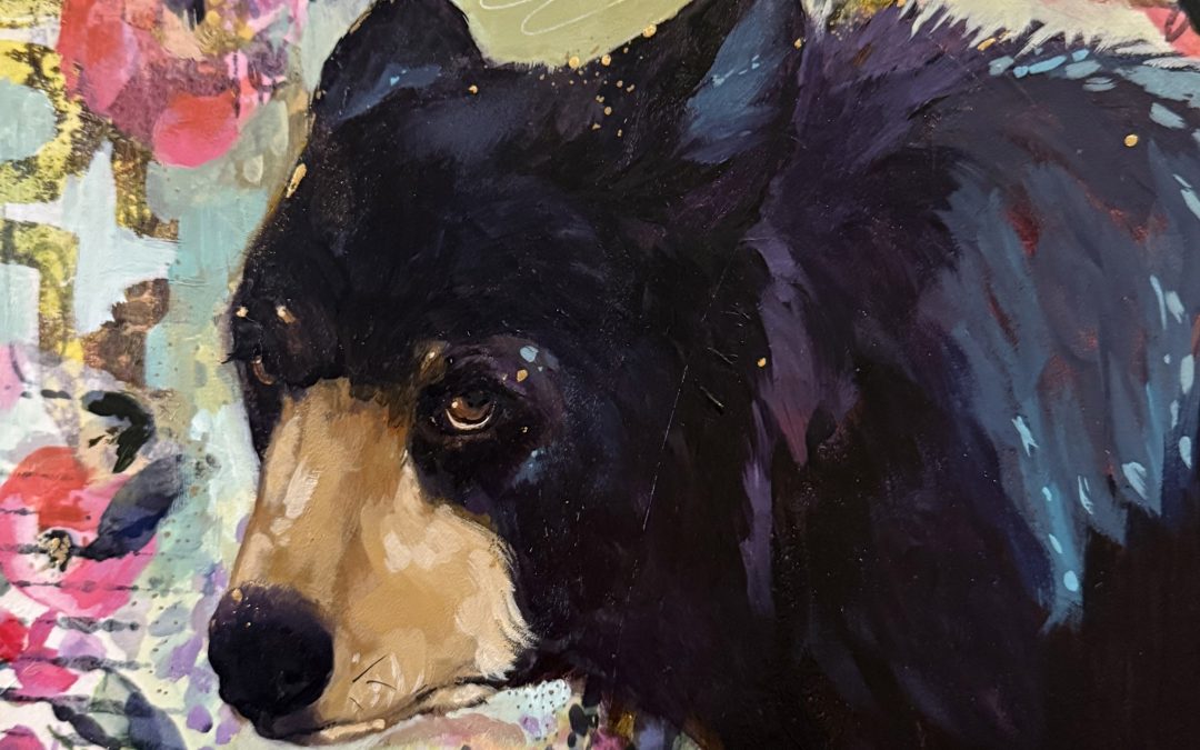 Amy Hutto "Darling" original 8x10 mixed media acrylic painting with genuine gold leaf accents $385.