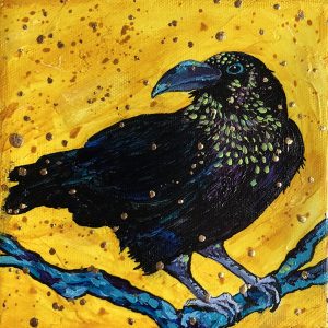 Amy Hutto "Quoth" 6x6 gallery wrap acrylic/gold leaf $185.