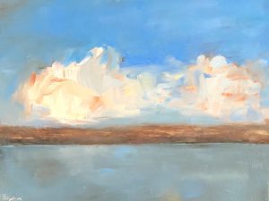 Ileen Kaplan "Clouds Over Seneca Lake" 6x8 oil $330.