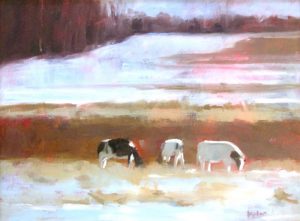 Ileen Kaplan "Cows in Winter Light" 12x16 oil $700.