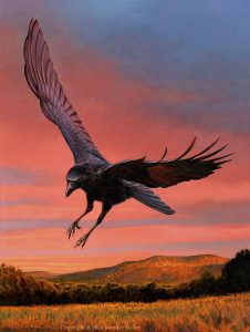 Jennifer Miller "Drifting Into Evening" (Crow) 16x12 oil $2,000.
