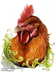 Jennifer Miller "To the Fierce and Intelligent Production Hen" 8.5x6.25 acrylic/paper matted/unframed $275. Inquire