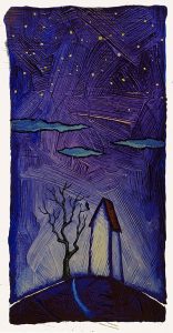 GC Myers "Blue Silent Night" 8x4 acrylic/paper SOLD