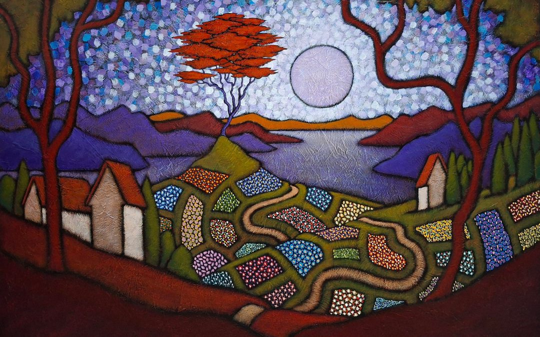 GC Myers "The Moon's Secret Garden" original 30x40 acrylic painting on canvas $ Inquire for price