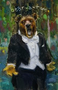 Wilson Ong "Bear-A-Tone" 6x4 oil/board $230. 🔴SOLD