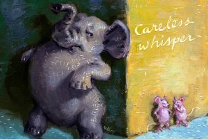 Wilson Ong "Careless Whisper" 4x6 oil on board $230. 🔴SOLD