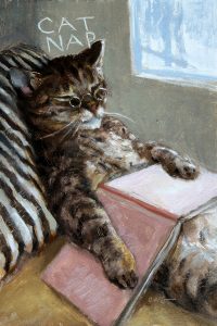 Wilson Ong "Cat Nap" 6x4 oil/board $230. 🔴SOLD