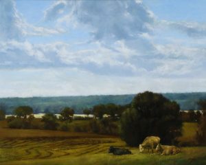 Wilson Ong "Clouds, Contours, and Cows" 24x30 oil on linen $3,000.