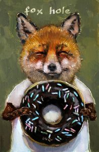 Wilson Ong "Fox Hole" 6x4 oil on board $230. 🔴SOLD