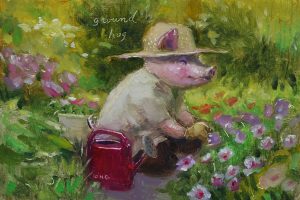 Wilson Ong "Ground Hog" original 4x6 oil painting on board $230. 🔴SOLD