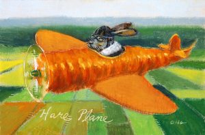 Wilson Ong "Hare Plane" 4x6 oil/board $230. 🔴SOLD