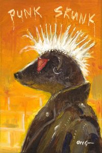 Wilson Ong "Punk Skunk" 3.5x2.5 oil $180. 🔴SOLD