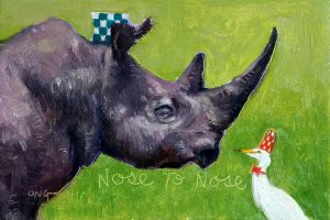 Wilson Ong "Nose to Nose" 4x6 oil/board $230. 🔴SOLD