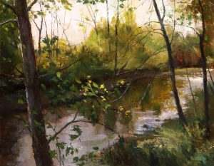 Wilson Ong "Sunlit River" 11x14 oil/board $600. UNFRAMED (Inquire on price)