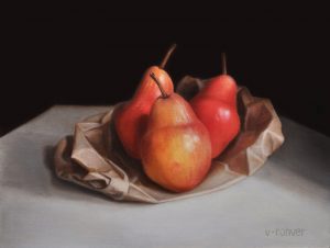 Valorie Rohver "Red Pears from the Market" 9x12 oil $525.