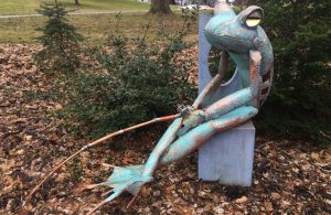 Jay Seaman "Fishing Frog" mixed media sculpture $ Inquire