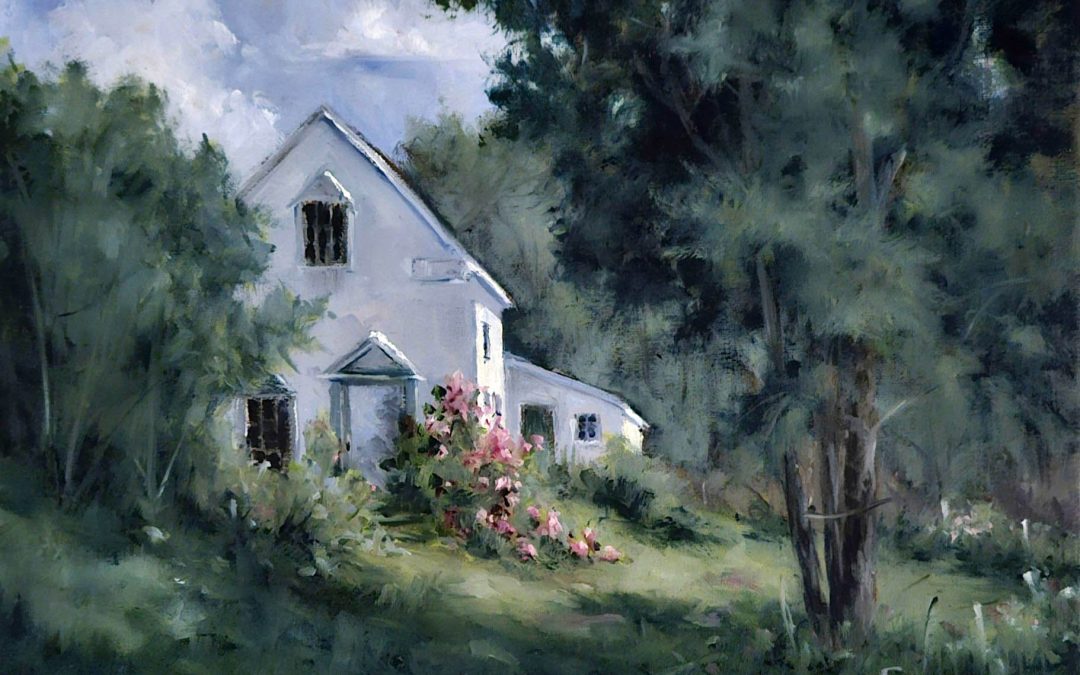 Judy Soprano "Holly House" original 9x12 oil painting $725.