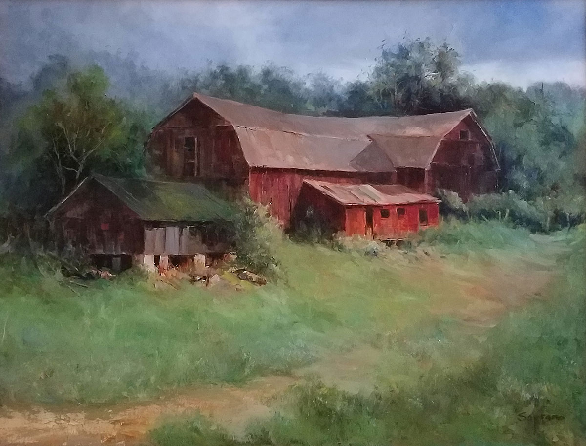 Judy Soprano "Opa's Farm" 18x24 oil $950.