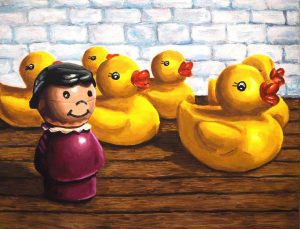 Andrew Wales "Ducks in a Row" 9x12 acrylic/gallery wrapped canvas $275.