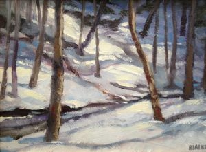 Anne L. Bialke "Sun on Snow" 5x7 oil $200.