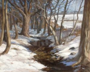 Anne Bialke "Winter Brook" 16x20 oil $1,100.