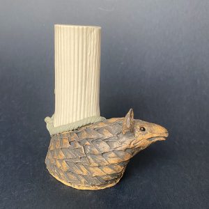 Bohn Whitaker "Small Pangolin Inspired Beast with Vessel" 5x5x3 ceramic $75.