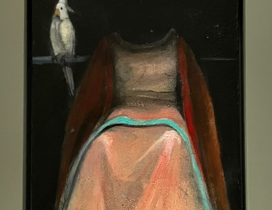 Treacy Ziegler "Oracle" original 24x11 oil on panel with gold leaf $950.